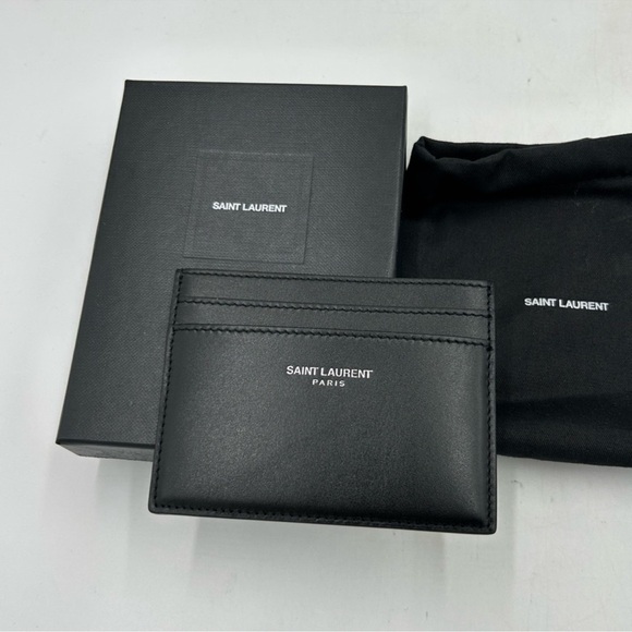 Saint Laurent Paris credit card case in smooth black leather made in Italy NWT - Picture 3 of 8